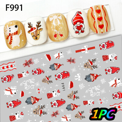 Αυτοκόλλητα 5D *Χριστουγεννιάτικα* Ανάγλυφα Snowflakes Nail Art 8*10cm Kawaii Snowman/Santa Claus/Elk Cartoon Decal DIY Xmas Slider