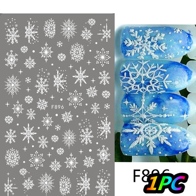 Αυτοκόλλητα 5D *Χριστουγεννιάτικα* Ανάγλυφα Snowflakes Nail Art 8*10cm Kawaii Snowman/Santa Claus/Elk Cartoon Decal DIY Xmas Slider