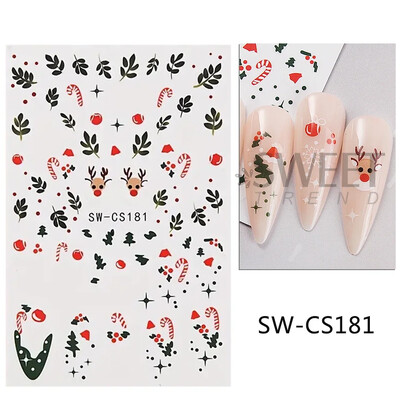 Autocolante pentru unghii cu desene animate de Crăciun Mănuși Om de zăpadă Moș Crăciun Glisoare autoadezive Decalcomanii pentru unghii Decorație artistică pentru manichiură cu fulgi de nea