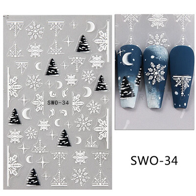 Autocolante pentru unghii cu desene animate de Crăciun Mănuși Om de zăpadă Moș Crăciun Glisoare autoadezive Decalcomanii pentru unghii Decorație artistică pentru manichiură cu fulgi de nea