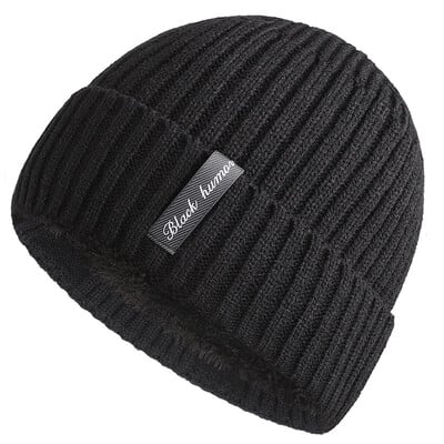 Új uniszex betűs meleg téli sapkák Stílusos szőrmével bélelt puha sapka vastag téli kötött sapkák férfiaknak és nőknek