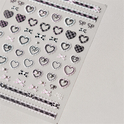 1 τμχ Αυτοκόλλητα 5D Relief Kawaii Lace Nail Art Sweet Cool Διακοσμητικά νυχιών με δικτυωτό ιαπωνικό αυτοκόλλητα αυτοκόλλητα αξεσουάρ DIY
