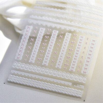 1 τμχ Αυτοκόλλητα 5D Relief Kawaii Lace Nail Art Sweet Cool Διακοσμητικά νυχιών με δικτυωτό ιαπωνικό αυτοκόλλητα αυτοκόλλητα αξεσουάρ DIY