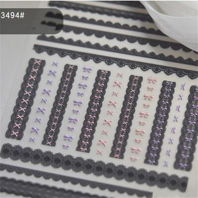 1 τμχ Αυτοκόλλητα 5D Relief Kawaii Lace Nail Art Sweet Cool Διακοσμητικά νυχιών με δικτυωτό ιαπωνικό αυτοκόλλητα αυτοκόλλητα αξεσουάρ DIY