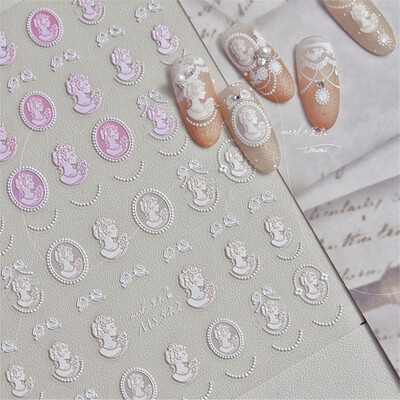 1 τμχ Αυτοκόλλητα 5D Relief Kawaii Lace Nail Art Sweet Cool Διακοσμητικά νυχιών με δικτυωτό ιαπωνικό αυτοκόλλητα αυτοκόλλητα αξεσουάρ DIY
