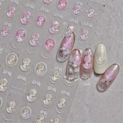 1 τμχ Αυτοκόλλητα 5D Relief Kawaii Lace Nail Art Sweet Cool Διακοσμητικά νυχιών με δικτυωτό ιαπωνικό αυτοκόλλητα αυτοκόλλητα αξεσουάρ DIY
