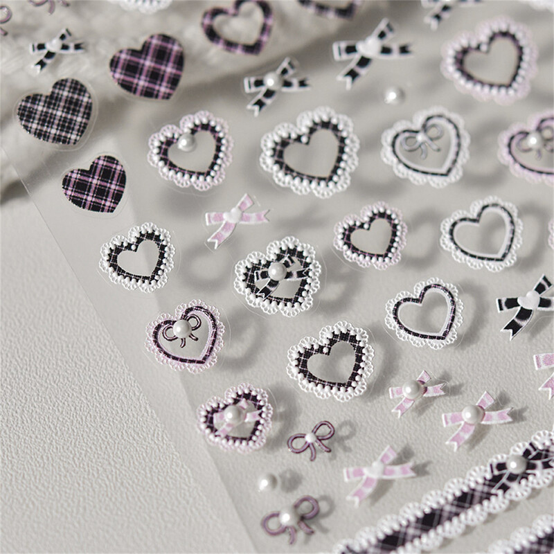 1 τμχ Αυτοκόλλητα 5D Relief Kawaii Lace Nail Art Sweet Cool Διακοσμητικά νυχιών με δικτυωτό ιαπωνικό αυτοκόλλητα αυτοκόλλητα αξεσουάρ DIY