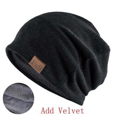 Καπέλο καπό μόδας για άνδρες και γυναίκες Χειμερινά πλεκτά μονόχρωμα Skullies Beanies Velvet Soft Turban Καπέλα Hip Hop Beanie