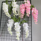 3 Πιρούνια/ κλαδί Long Wisteria Τεχνητά λουλούδια με πράσινα φύλλα για διακόσμηση δωματίου γάμου flores artificiales διακόσμηση γιρλάντα