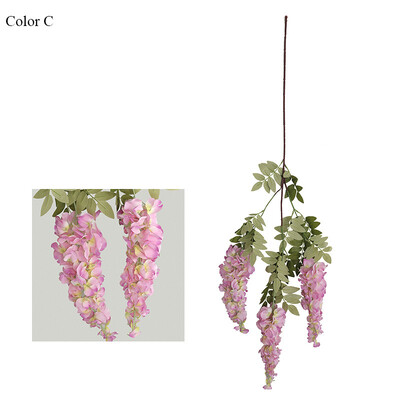 3 Πιρούνια/ κλαδί Long Wisteria Τεχνητά λουλούδια με πράσινα φύλλα για διακόσμηση δωματίου γάμου flores artificiales διακόσμηση γιρλάντα