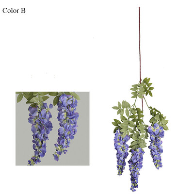 3 Πιρούνια/ κλαδί Long Wisteria Τεχνητά λουλούδια με πράσινα φύλλα για διακόσμηση δωματίου γάμου flores artificiales διακόσμηση γιρλάντα