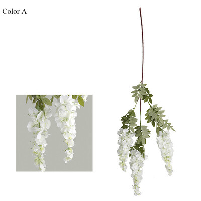 3 Πιρούνια/ κλαδί Long Wisteria Τεχνητά λουλούδια με πράσινα φύλλα για διακόσμηση δωματίου γάμου flores artificiales διακόσμηση γιρλάντα