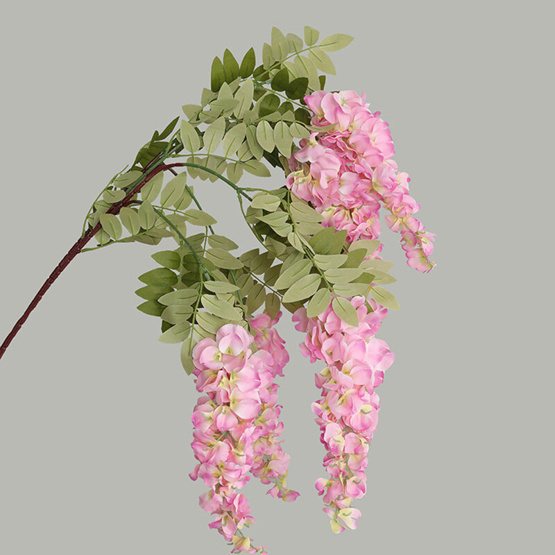 3 Πιρούνια/ κλαδί Long Wisteria Τεχνητά λουλούδια με πράσινα φύλλα για διακόσμηση δωματίου γάμου flores artificiales διακόσμηση γιρλάντα
