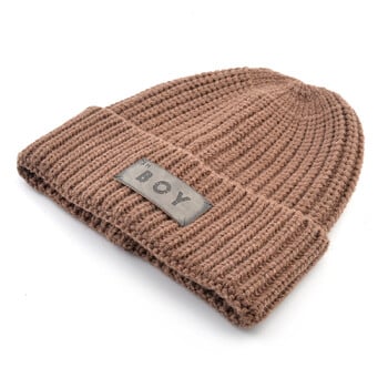 KKISSBAOBEI Зимна шапка Мъжка плетена топла шапка Outdoor Casual Skullies Beanies Дебела двуслойна шапка Модна шапка