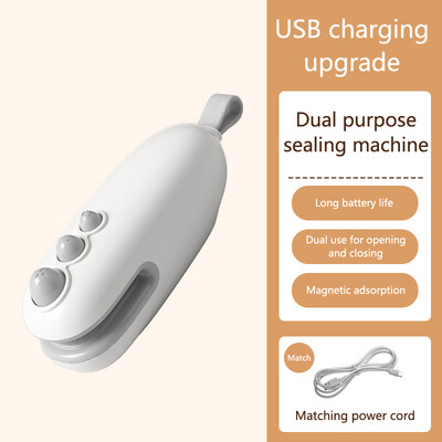 Машина за запечатване Акумулаторна чанта 2 в 1 Мини торбичка за съхранение на термоуплътнител Пластмасова опаковка Уплътнител за закуски Ръчен термоуплътнител за храна