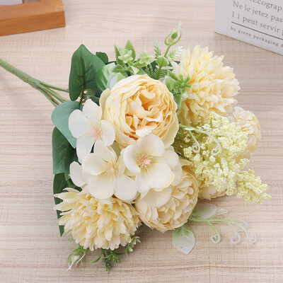 Παιώνια Τεχνητά Λουλούδια Υψηλής Ποιότητας Μεταξωτά Τριαντάφυλλα Ψεύτικα Γαμήλια Διακοπές Διακόσμηση Τραπεζιού Σπιτιού DIY Νυφικές ορτανσίες