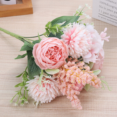 Παιώνια Τεχνητά Λουλούδια Υψηλής Ποιότητας Μεταξωτά Τριαντάφυλλα Ψεύτικα Γαμήλια Διακοπές Διακόσμηση Τραπεζιού Σπιτιού DIY Νυφικές ορτανσίες