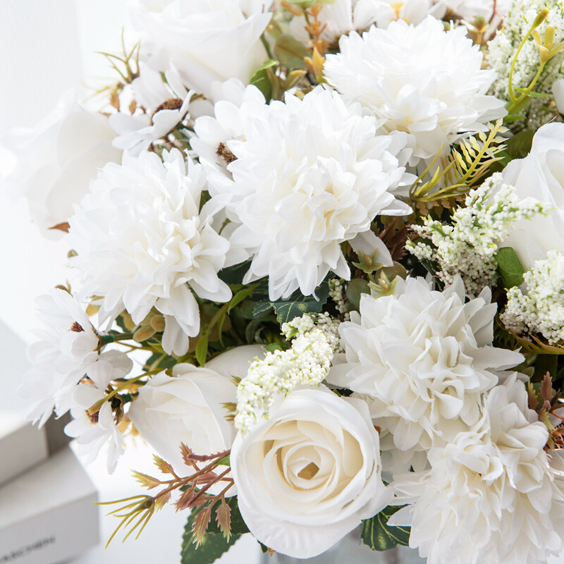 Kiváló minőségű művirágok újévi dekoráció esküvői kert Rózsaív karácsonyi otthon Hamis selyem rózsa hortenzia váza