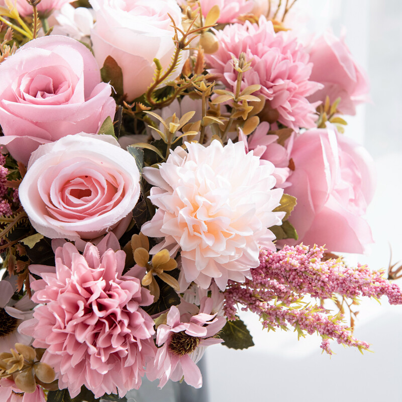 Kiváló minőségű művirágok újévi dekoráció esküvői kert Rózsaív karácsonyi otthon Hamis selyem rózsa hortenzia váza