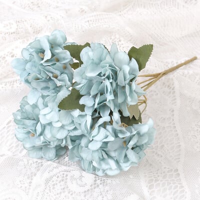 Ανθοδέσμη με ορτανσία από τεχνητό μεταξωτό λουλούδι με 5 κεφαλές Τεχνητό λουλούδι για γάμο στο σπίτι Κεντρική σύνθεση Floral Party
