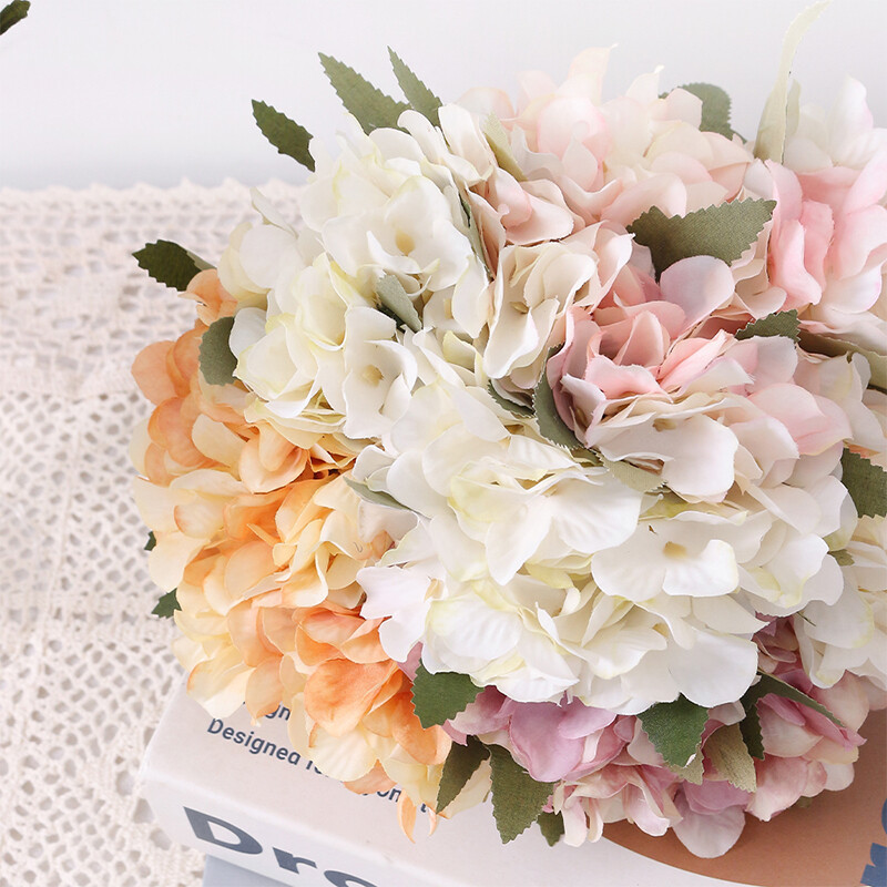 Ανθοδέσμη με ορτανσία από τεχνητό μεταξωτό λουλούδι με 5 κεφαλές Τεχνητό λουλούδι για γάμο στο σπίτι Κεντρική σύνθεση Floral Party