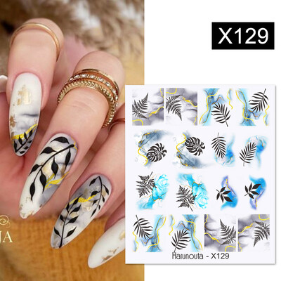 Harunouta Waves Nail Water Decals Transfer Small Flower Leaves Marble Snake Christmas Nail Art Naljepnice Nail Art Manicure DIY