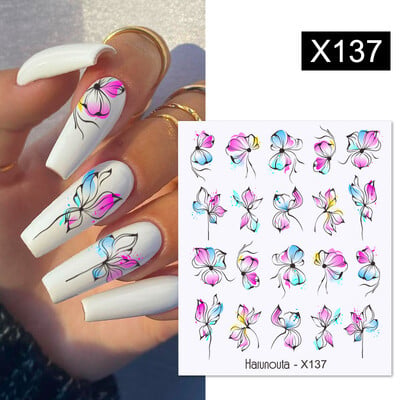 Harunouta Waves Nail Water Decals Transfer Small Flower Leaves Marble Snake Christmas Nail Art Naljepnice Nail Art Manicure DIY