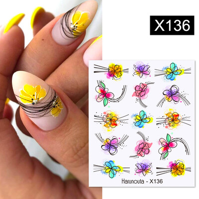 Harunouta Waves Nail Water Decals Transfer Small Flower Leaves Marble Snake Christmas Nail Art Naljepnice Nail Art Manicure DIY