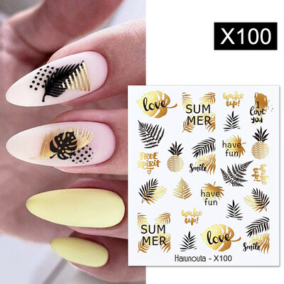 Harunouta Waves Nail Water Decals Transfer Small Flower Leaves Marble Snake Christmas Nail Art Naljepnice Nail Art Manicure DIY