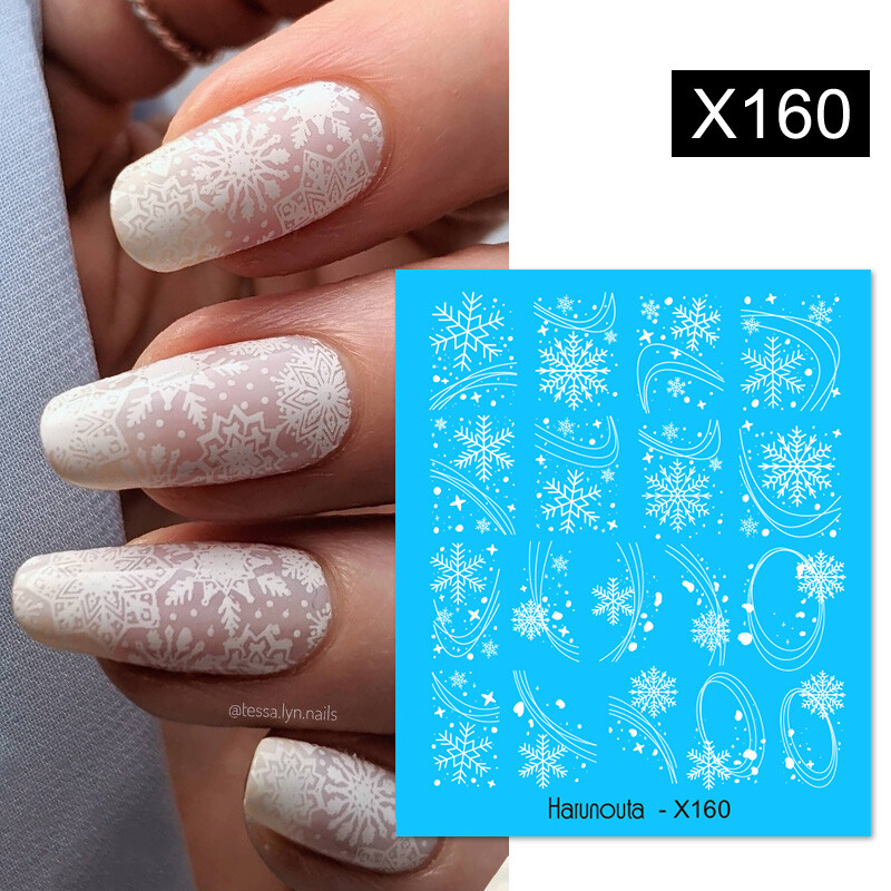 Harunouta Waves Nail Water Decals Transfer Small Flower Leaves Marble Snake Christmas Nail Art Naljepnice Nail Art Manicure DIY