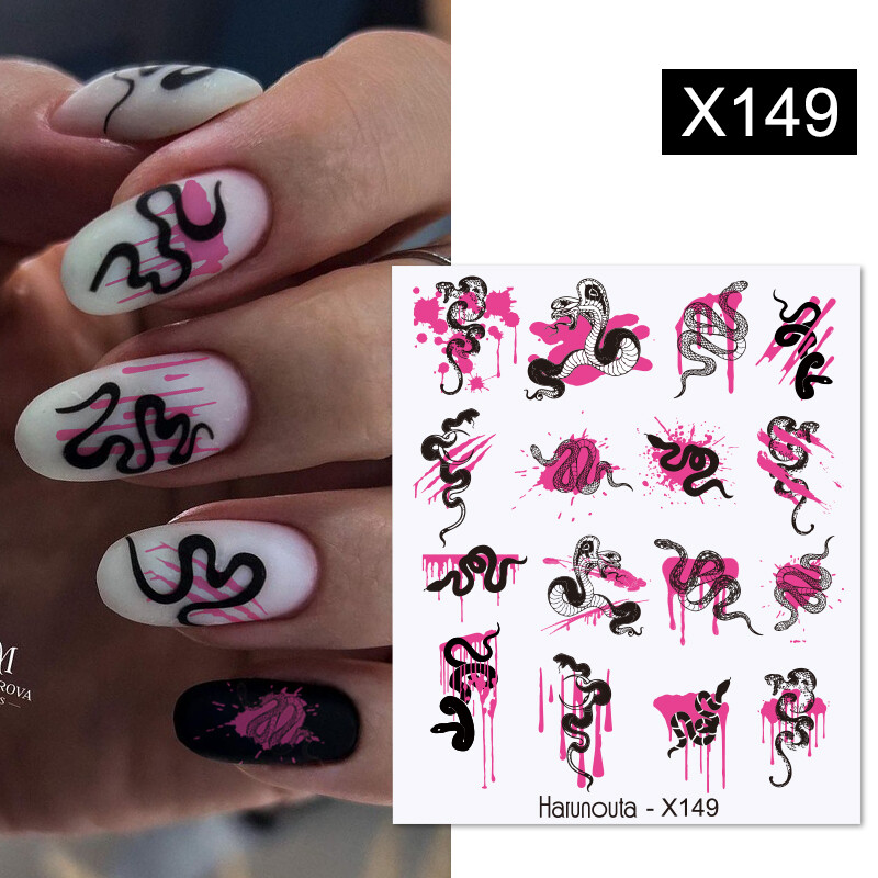 Harunouta Waves Nail Water Decals Transfer Small Flower Leaves Marble Snake Christmas Nail Art Naljepnice Nail Art Manicure DIY