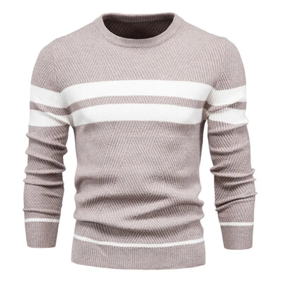 Μόδα Χειμερινό Ανδρικό Ανδρικό Πλεκτό Πλεκτό Πουλόβερ Χρώμα Μπλοκ με στρογγυλή λαιμόκοψη