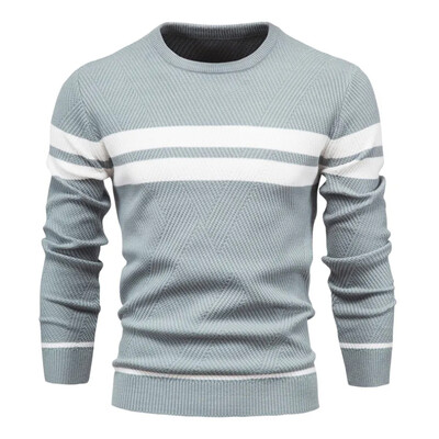 Μόδα Χειμερινό Ανδρικό Ανδρικό Πλεκτό Πλεκτό Πουλόβερ Χρώμα Μπλοκ με στρογγυλή λαιμόκοψη