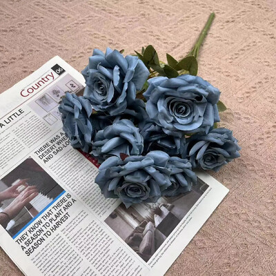 9 Head Diamond Roses European Artificial Flowers Home Wedding Rose Wedding Hotel Road Leading Bunch Τεχνητά λουλούδια