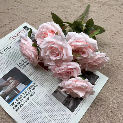 9 Head Diamond Roses European Artificial Flowers Home Wedding Rose Wedding Hotel Road Leading Bunch Τεχνητά λουλούδια