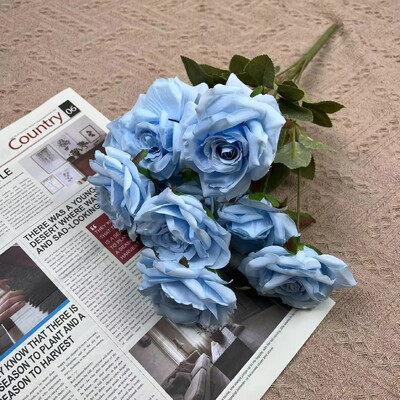 9 Head Diamond Roses European Artificial Flowers Home Wedding Rose Wedding Hotel Road Leading Bunch Τεχνητά λουλούδια