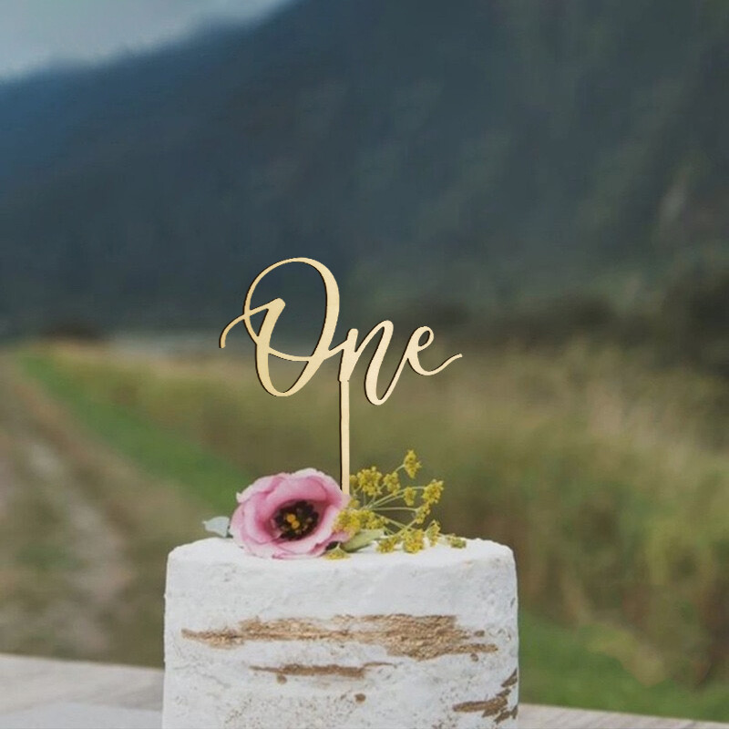 1kom One Cake Topper Birthday Drveni Cake Topper Wood One Happy Cake Decoration Prvi rođendan Baby Shower Party Decorations
