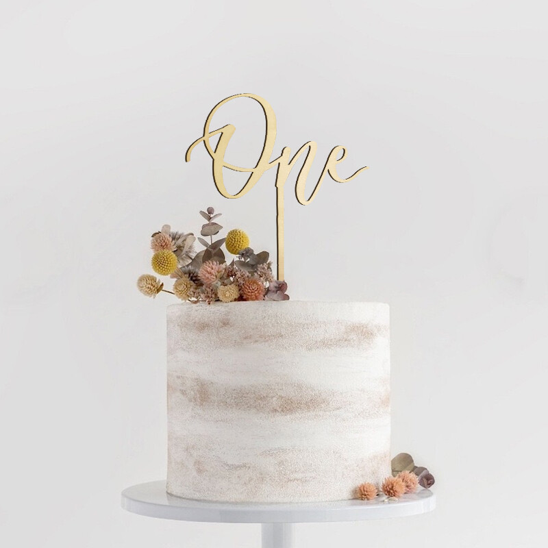 1kom One Cake Topper Birthday Drveni Cake Topper Wood One Happy Cake Decoration Prvi rođendan Baby Shower Party Decorations