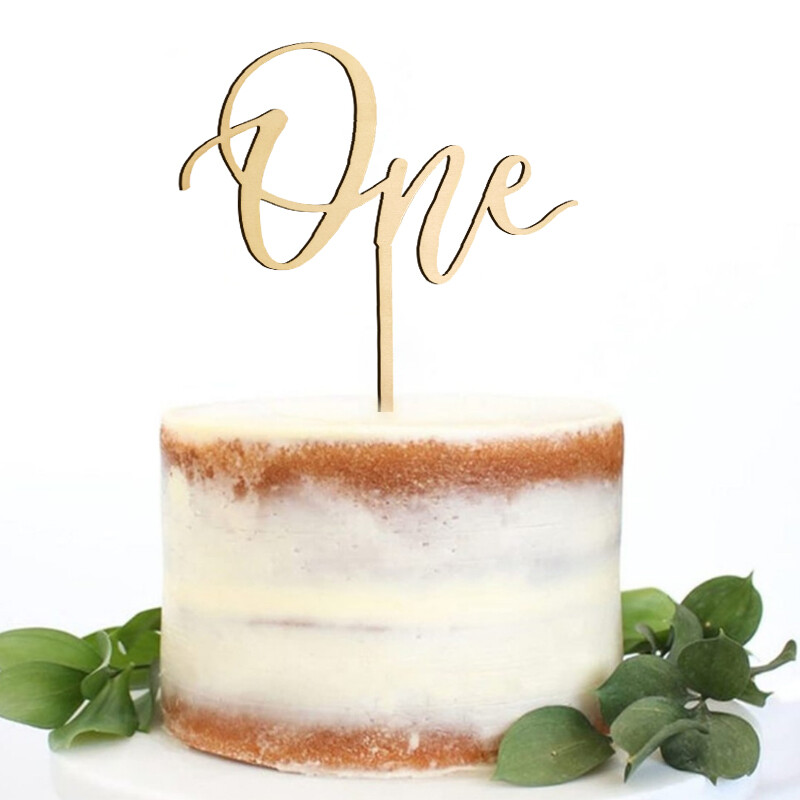 1kom One Cake Topper Birthday Drveni Cake Topper Wood One Happy Cake Decoration Prvi rođendan Baby Shower Party Decorations