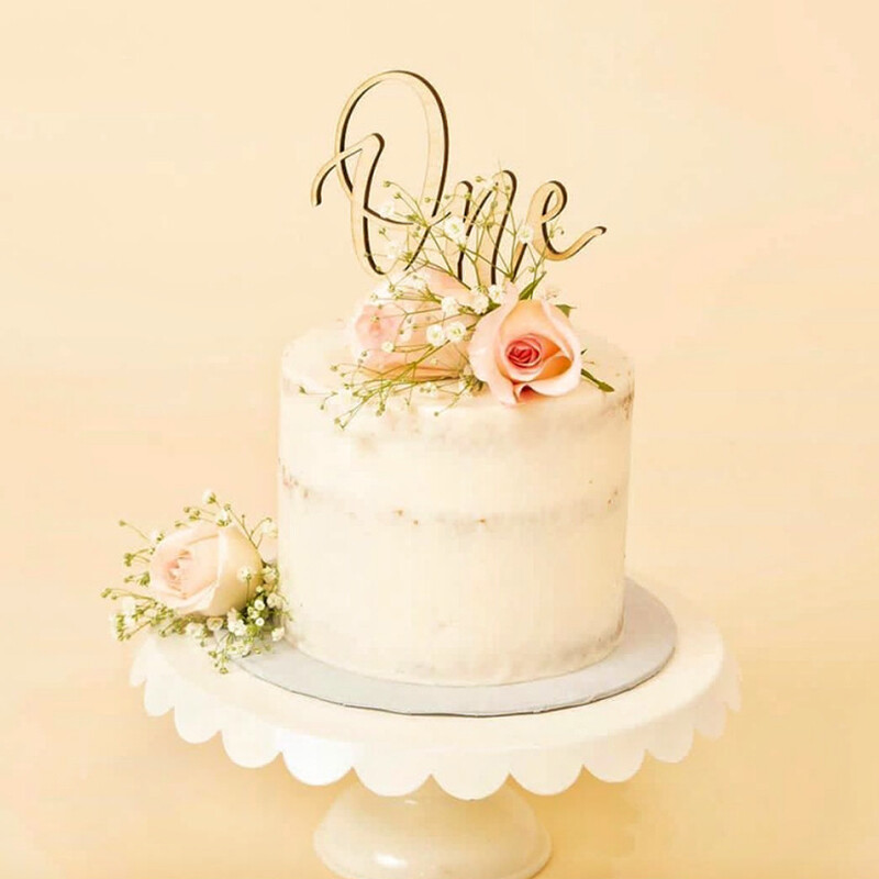 1kom One Cake Topper Birthday Drveni Cake Topper Wood One Happy Cake Decoration Prvi rođendan Baby Shower Party Decorations