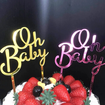 Νέο Acrylic Oh Baby Cake Topper Ντους Διακοσμήσεις για κορίτσια Αγόρια Φόντο για πάρτι Διακόσμηση Προμήθειες Διακόσμησης Αξεσουάρ ψησίματος