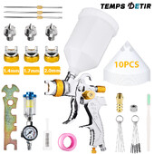 Pistol de pulverizare HVLP cu set de duze de 1,4/1,7/2,0 mm, reglator, instrument de vopsire a hârtiei de filtru, pentru pulverizarea suprafeței pentru grunduri auto/pereți/mobilier