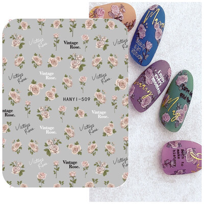 Κόλλα πλάτης Αυτοκόλλητα νυχιών Ακουαρέλα Χρώμα Λουλούδια Χαλκομανίες για Χαλκομανίες Νυχιών Art Beauty Ation Αξεσουάρ Μανικιούρ Σύρτες νυχιών