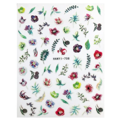 Κόλλα πλάτης Αυτοκόλλητα νυχιών Ακουαρέλα Χρώμα Λουλούδια Χαλκομανίες για Χαλκομανίες Νυχιών Art Beauty Ation Αξεσουάρ Μανικιούρ Σύρτες νυχιών