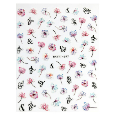 Κόλλα πλάτης Αυτοκόλλητα νυχιών Ακουαρέλα Χρώμα Λουλούδια Χαλκομανίες για Χαλκομανίες Νυχιών Art Beauty Ation Αξεσουάρ Μανικιούρ Σύρτες νυχιών