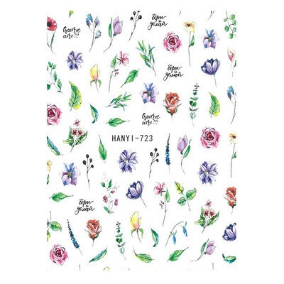 Κόλλα πλάτης Αυτοκόλλητα νυχιών Ακουαρέλα Χρώμα Λουλούδια Χαλκομανίες για Χαλκομανίες Νυχιών Art Beauty Ation Αξεσουάρ Μανικιούρ Σύρτες νυχιών