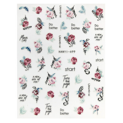 Κόλλα πλάτης Αυτοκόλλητα νυχιών Ακουαρέλα Χρώμα Λουλούδια Χαλκομανίες για Χαλκομανίες Νυχιών Art Beauty Ation Αξεσουάρ Μανικιούρ Σύρτες νυχιών