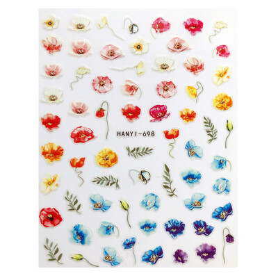 Κόλλα πλάτης Αυτοκόλλητα νυχιών Ακουαρέλα Χρώμα Λουλούδια Χαλκομανίες για Χαλκομανίες Νυχιών Art Beauty Ation Αξεσουάρ Μανικιούρ Σύρτες νυχιών