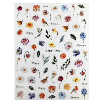 Κόλλα πλάτης Αυτοκόλλητα νυχιών Ακουαρέλα Χρώμα Λουλούδια Χαλκομανίες για Χαλκομανίες Νυχιών Art Beauty Ation Αξεσουάρ Μανικιούρ Σύρτες νυχιών