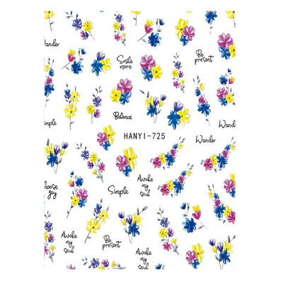 Κόλλα πλάτης Αυτοκόλλητα νυχιών Ακουαρέλα Χρώμα Λουλούδια Χαλκομανίες για Χαλκομανίες Νυχιών Art Beauty Ation Αξεσουάρ Μανικιούρ Σύρτες νυχιών